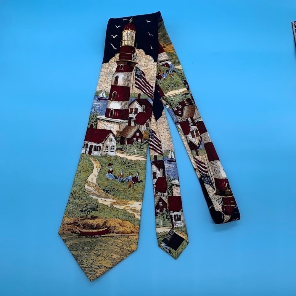 Tango by Max Raab Americana Series Lighthouse Silk Men's Classic Neck Tie